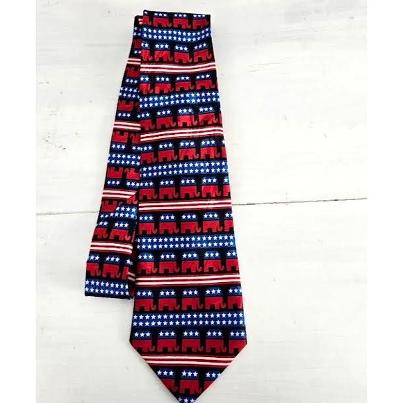 Republican Neck Tie Elephant Trump Red White‎ Blue Hand Made Steven Harris Maga - Picture 1 of 4